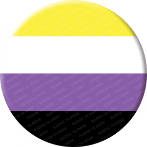 Representation d'un badge militant du drapeau non binaire