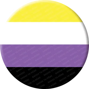 Representation d'un badge militant du drapeau non binaire