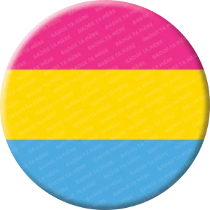 Representation d'un badge militant du drapeau pansexuel